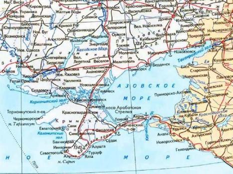 Азовское море на карте России